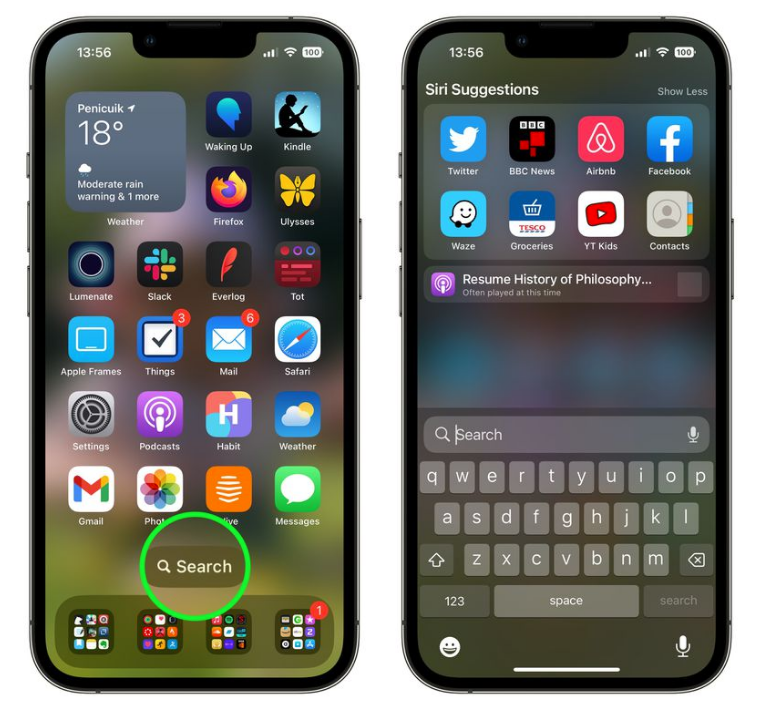 织金苹果手机维修分享升级到 iOS 16 后，如何删除主屏幕上的搜索按钮 